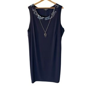 Z7- R&M Richards Black Dress with Embellished Neckline